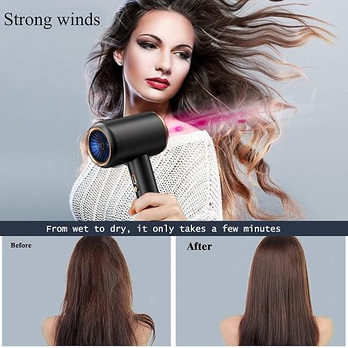 Miniatura 2 de Secador de pelo iónico secador de pelo de 1875 W con difusor y concentrador secador de pelo profesional para cabello rizado tecnología de iones