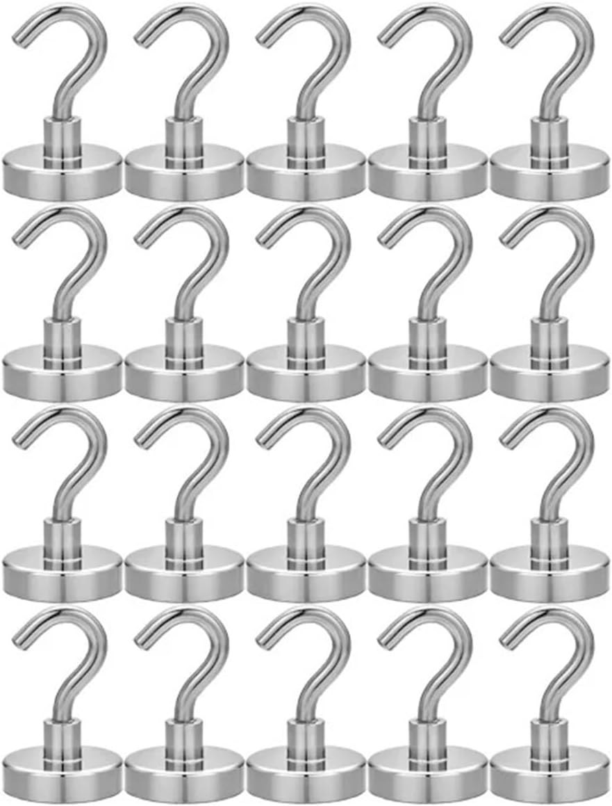 10/12/16/20mm Strong Magnetic Hooks Multi-Purpose，Compatible for Home Kitchen Bar Storage Key Bathroom Hangers(10Pcs Yellow,E12-2kg)