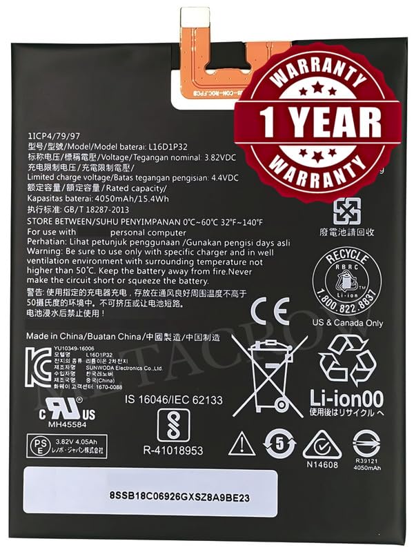Image of Original L16D1P32 Battery Compatible for Lenovo Phab2 Plus (PB2-670M, PB2-670N, PB2-670Y) - (4050mAh) - 1 Year Warranty MC8