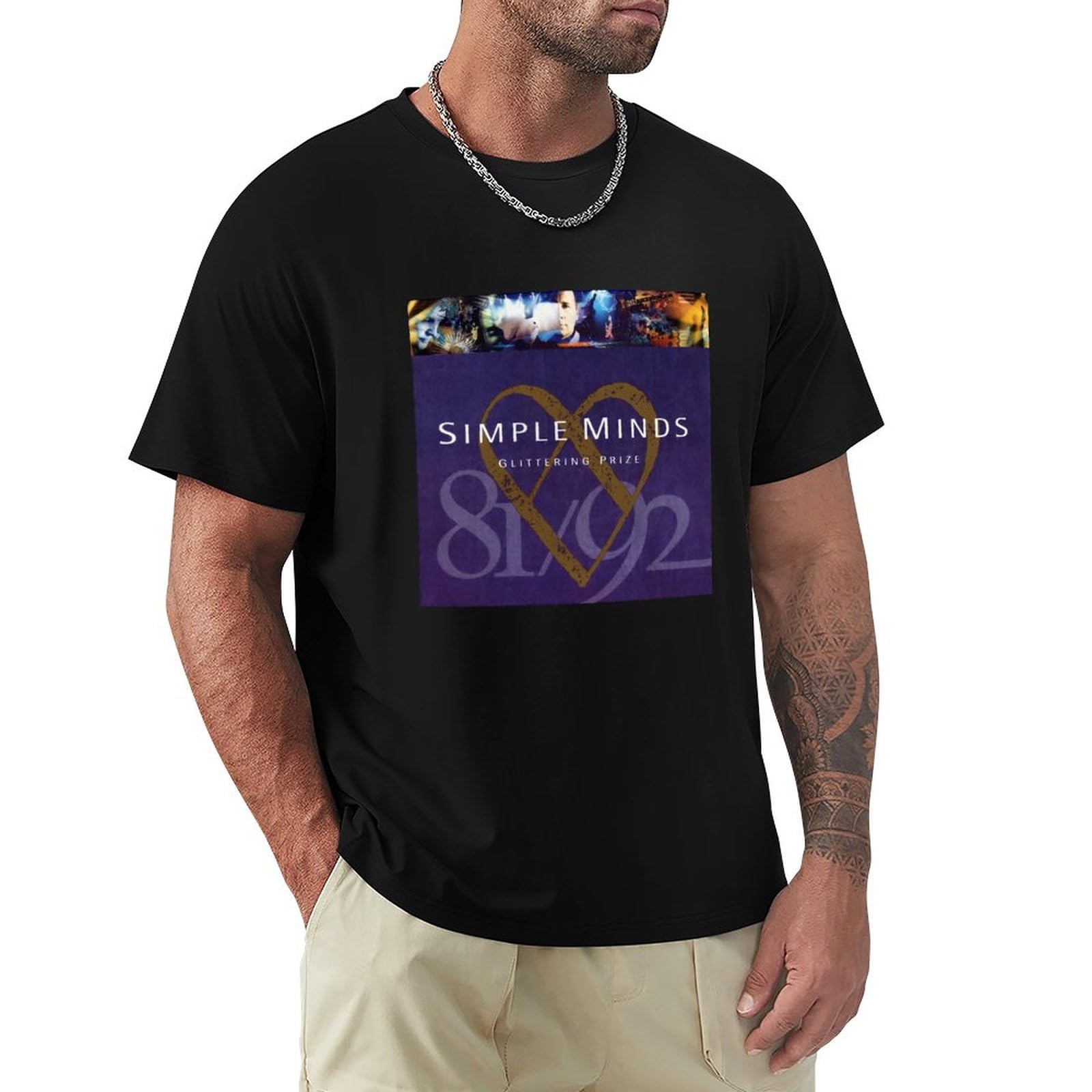 Simple Minds Glittering Prize 8192 Black Tee Shirts for Men Black XL