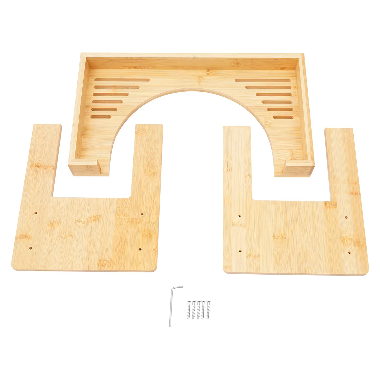 Taboret toaletowy z bambusa, 45 x 24,5 x 28 cm, podnóżek z regulacją wysokości, drewniany taboret łazienkowy, pozycja siedząca 35°, stabilny do 80 kg, podnóżek dla dzieci i dorosłych, akcesoria