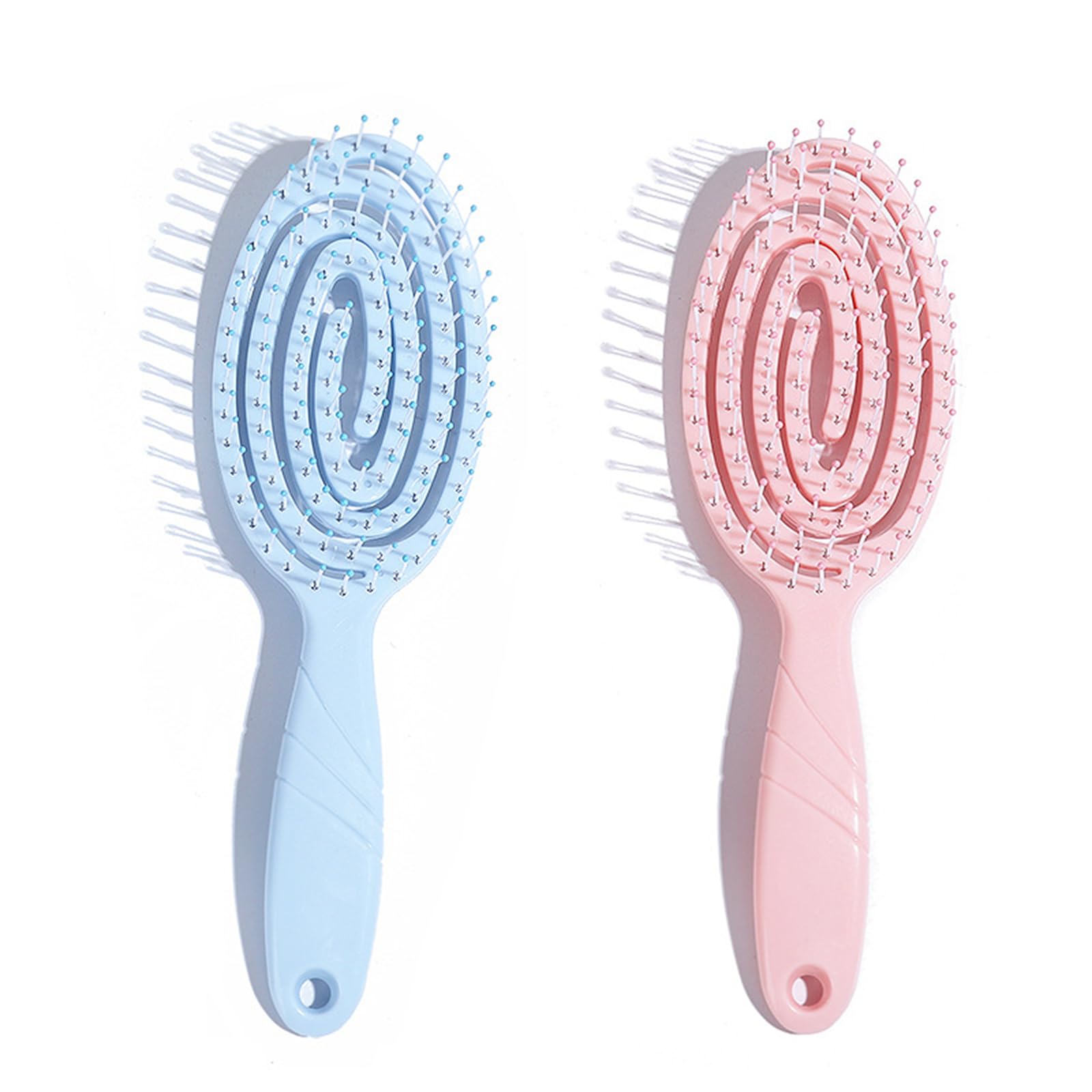 2Pcs Hair Detangling Brushes with Bending Bristles, Unique Spiral Hairbrush,Anti Static Straightening Brush Gift