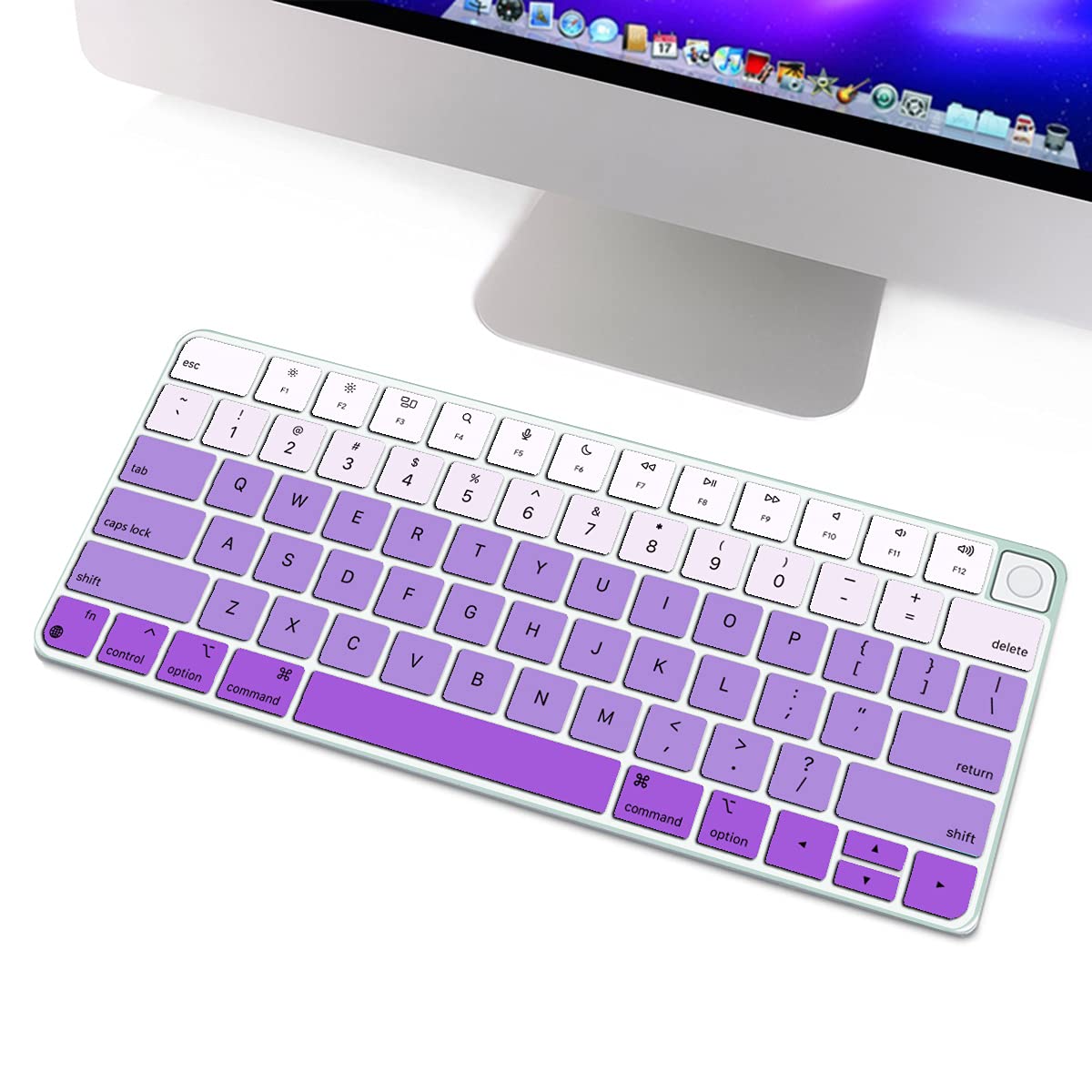 JIML Silicone Keyboard Cover for 2021 Newest iMac 24 inch Magic Keyboard with Touch ID A2449 & Magic Keyboard A2450 MI Chip iMac 24 inch 2021 Accessories (Purple)