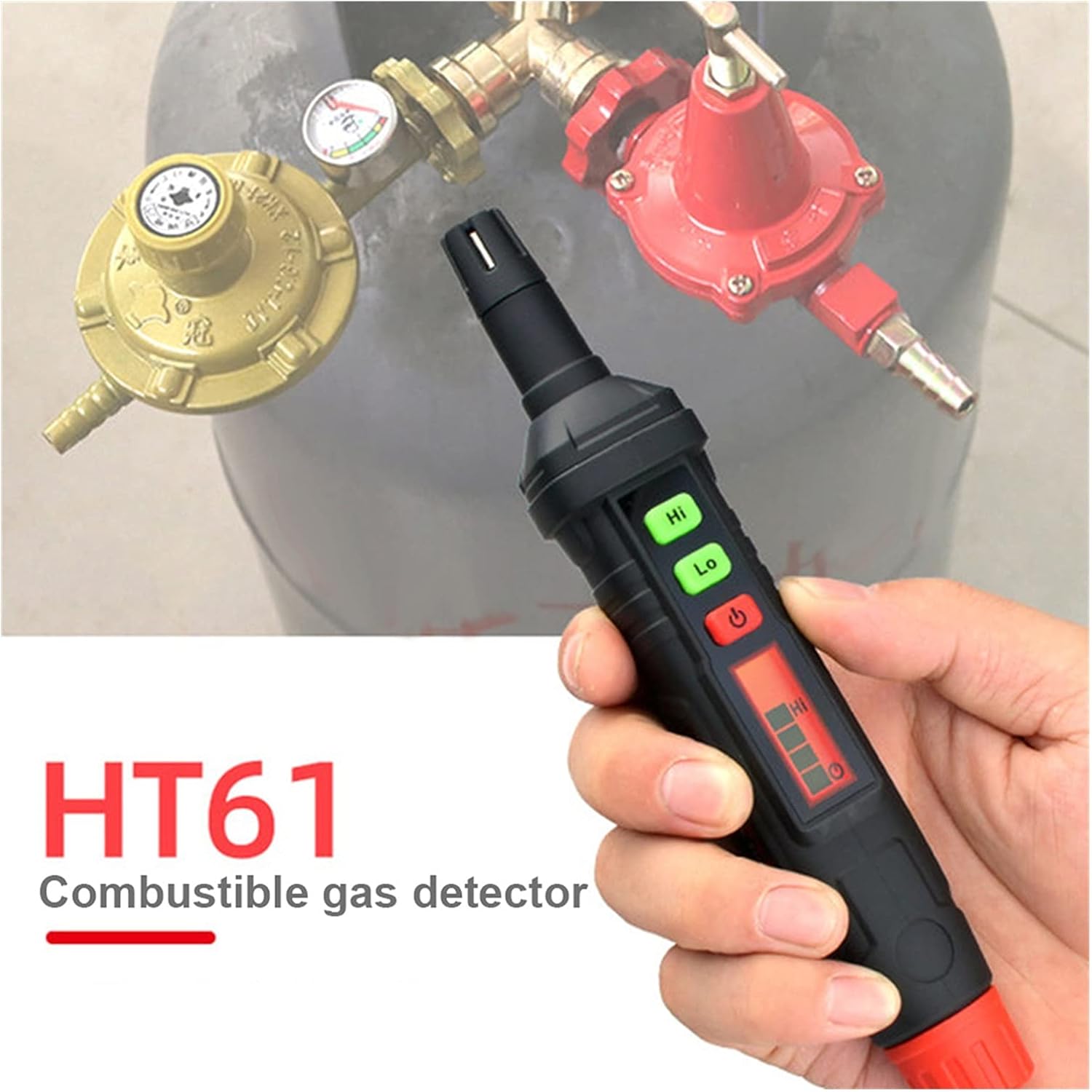 Gas Leak Detector, Natural Gas Detector Pen Type Leak Detector Combustible Gas Meter Analyzer Monitor for Home Visible Audible Alarm HT61