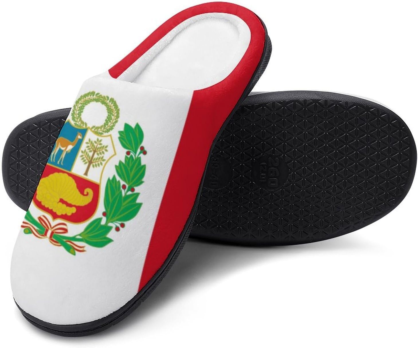Peruvian Flag Women's House Slippers Memory Foam Warm Shoes Spa Rubber Sole Indoor Outdoor