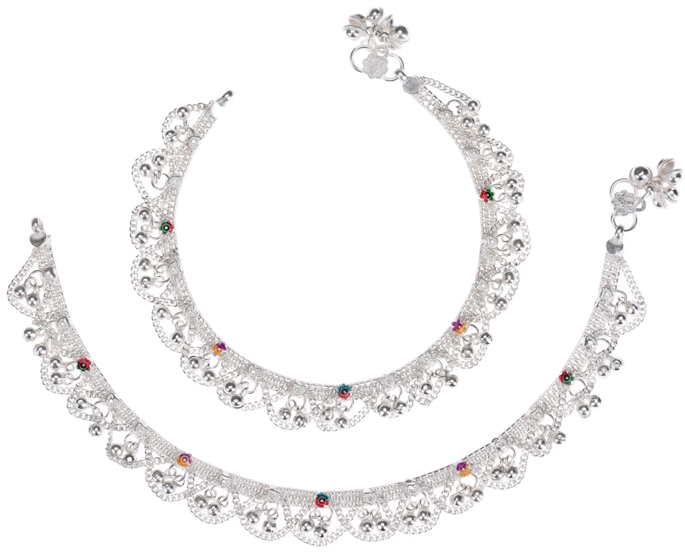aanyacentric White Metal Silver Plated Payal Anklet for Women Girls-picture-34