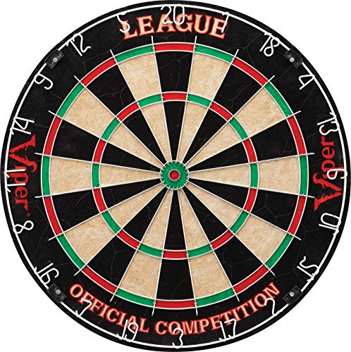 Viper League Regulation Bristle Steel Tip Dartboard Set with Staple-Free Bullseye, Galvanized Metal