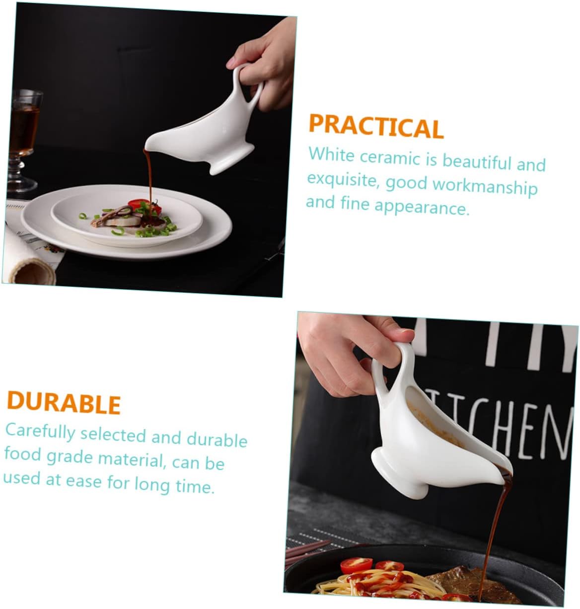 3pcs Ceramic Juice Bucket Condiment Sushi Plate Creamer Pitcher with Handle Ceramic Sauce Plates Gravy Boat with Handle Ceramic Sauce Boat Jug White Stove Ceramics Jam (Color : Whitex2pcs, Si