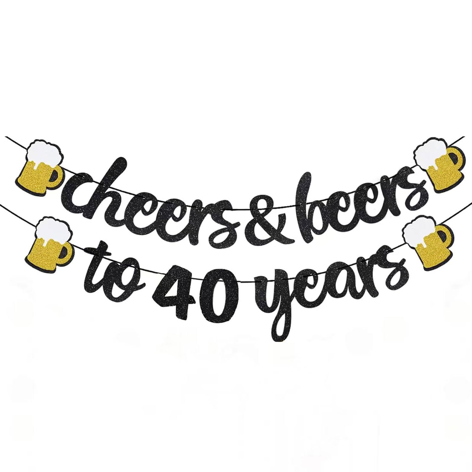Ecauau 40th Birthday Decorations,Cheers to 40 Years Banner, 40st Birthday Banner for Women Men, Decorations for 40th Birthday Wedding Anniversary