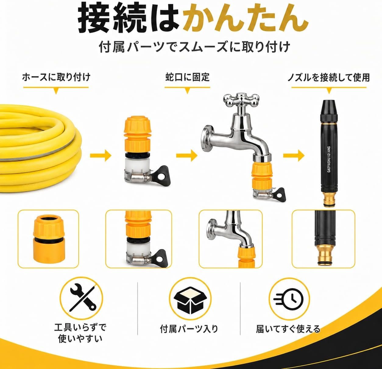 Amazon.co.jp: [Vailaipupy]高圧洗浄ノズル 散水ホースセット 洗車ガン