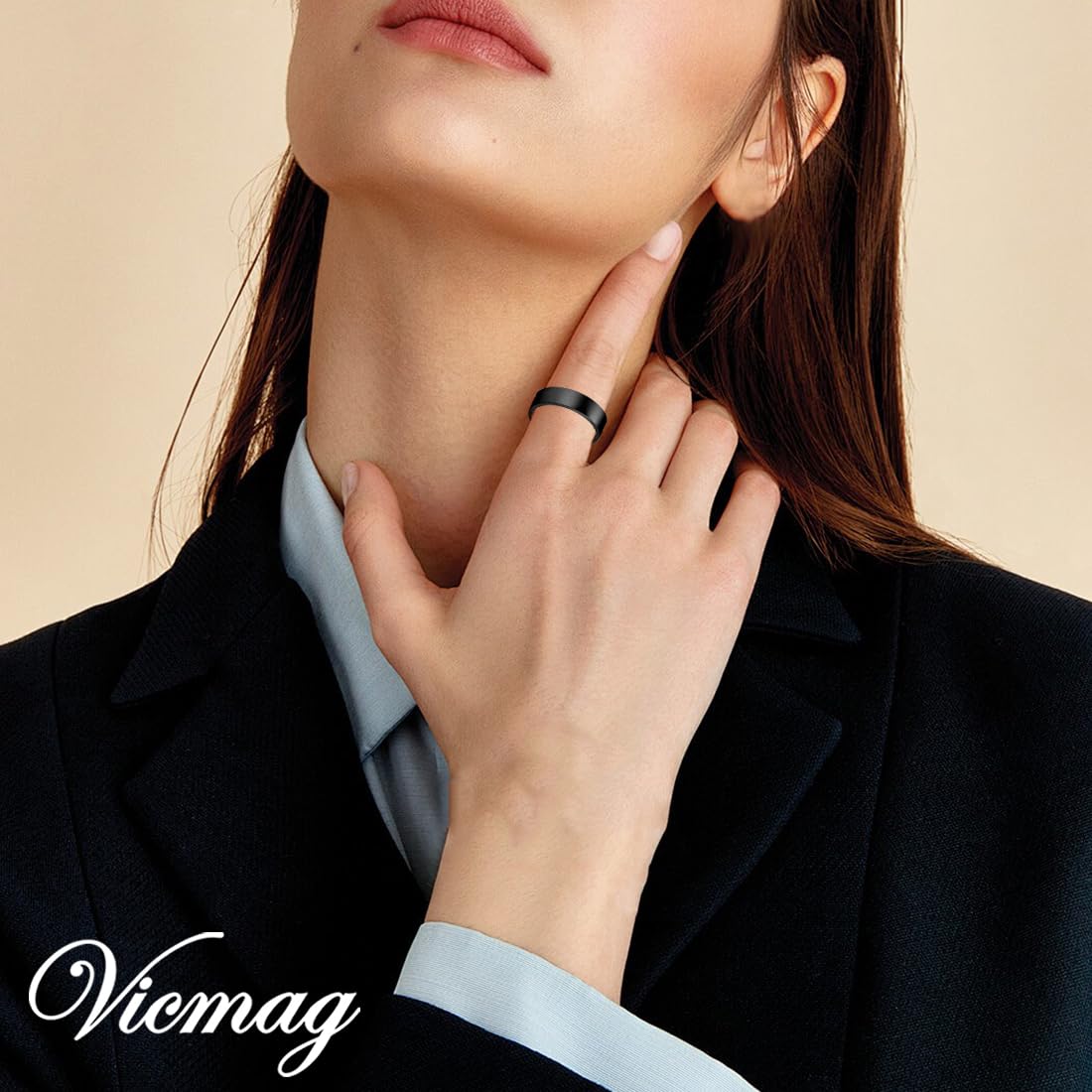 Vicmag 2PCS Copper Magnetic Rings for Women Magnet Copper Rings with 2 Strong Ultra Strength Magnets 99.99% Solid Pure Copper Adjustable with Gift Box, 6 cm, Copper 4