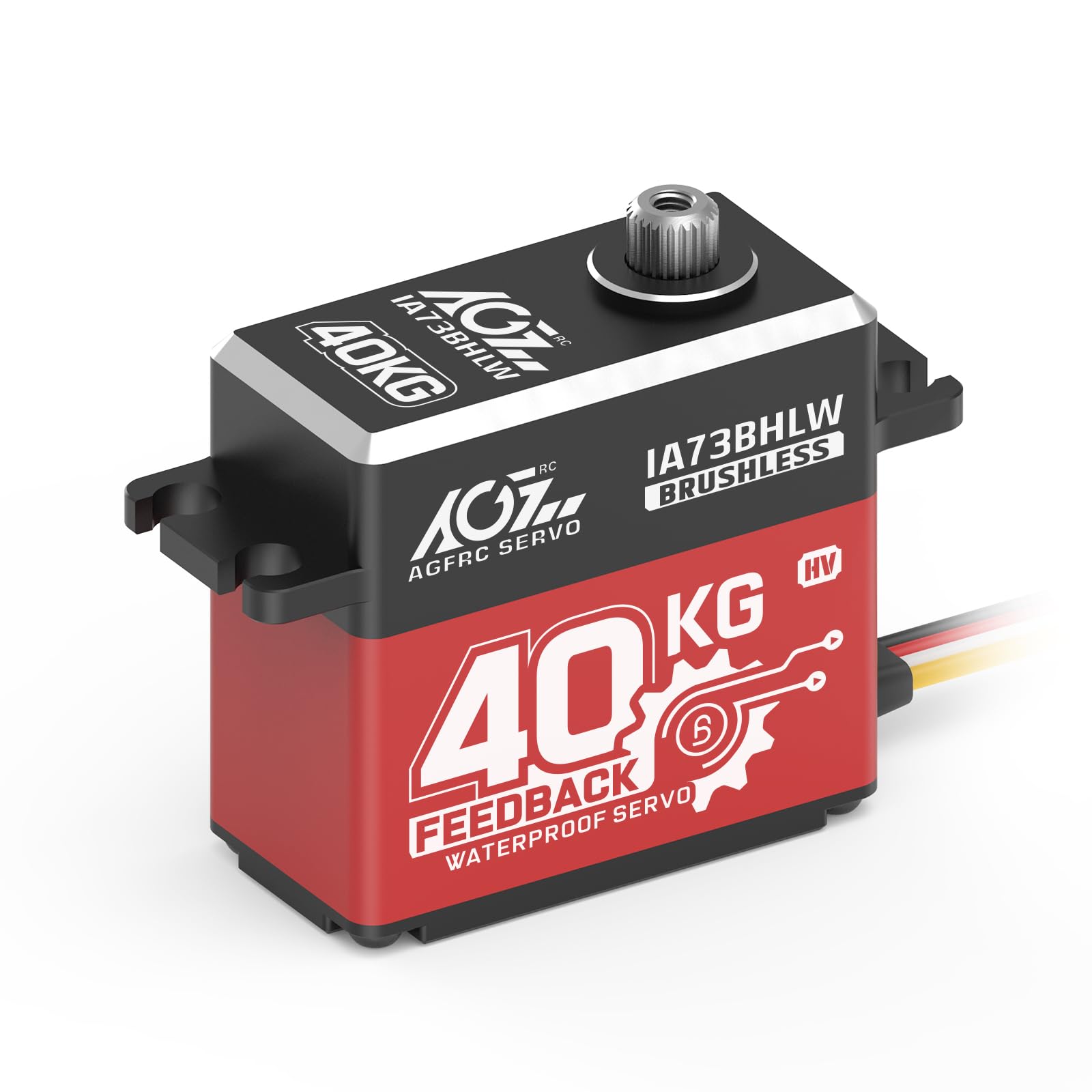 AGFRC 40KG High-Torque RC-Servo Motor - Full Metal Gear Waterproof Brushless Programmable Standard Servo with Position Feedback (IA73BHLW)