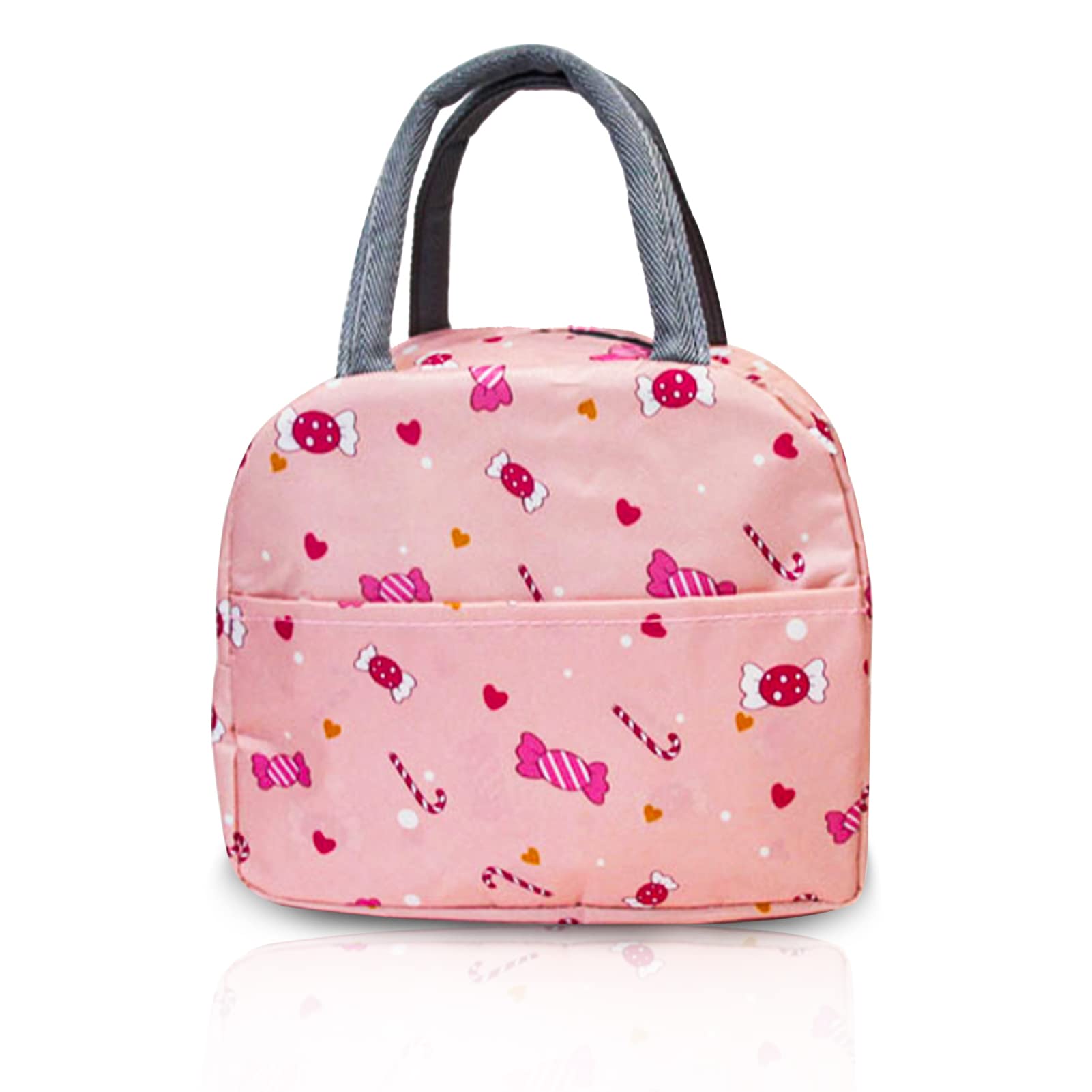LAPONO Lunchtasche Lunch Bag ca. 6 L, kleine Kühltasche isoliert aus Polyester mit Aluminiumfolie, 24 x 13 x 19 cm, Rosa Süßigkeiten Lunch Tasche für Damen und Kinder Schule Arbeit Büro Picknick