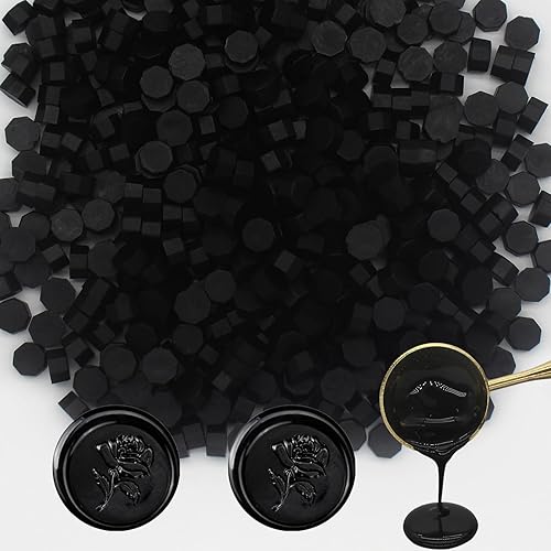 600 cuentas de cera negra, pellets de cera de sellado Andotopee prémium para sellos de sellos, invitaciones de boda, sobres de cartas, álbumes de
