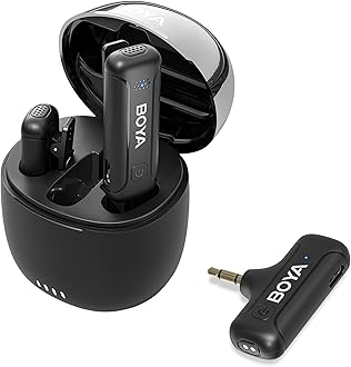 BOYA BY-WM3T Dual Wireless Lavalier Microphone for Camera, 2.4G Mini Lapel Clip-on Mic, Noise Reduction 10 Working Time for Podcast Live Stream Interview YouTube TikTok Recording (BY-WM3T-M2)