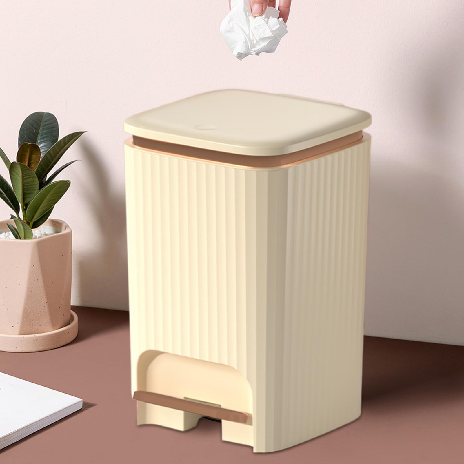 Cubo de basura de baño con tapa de 15 litros contenedor de basura