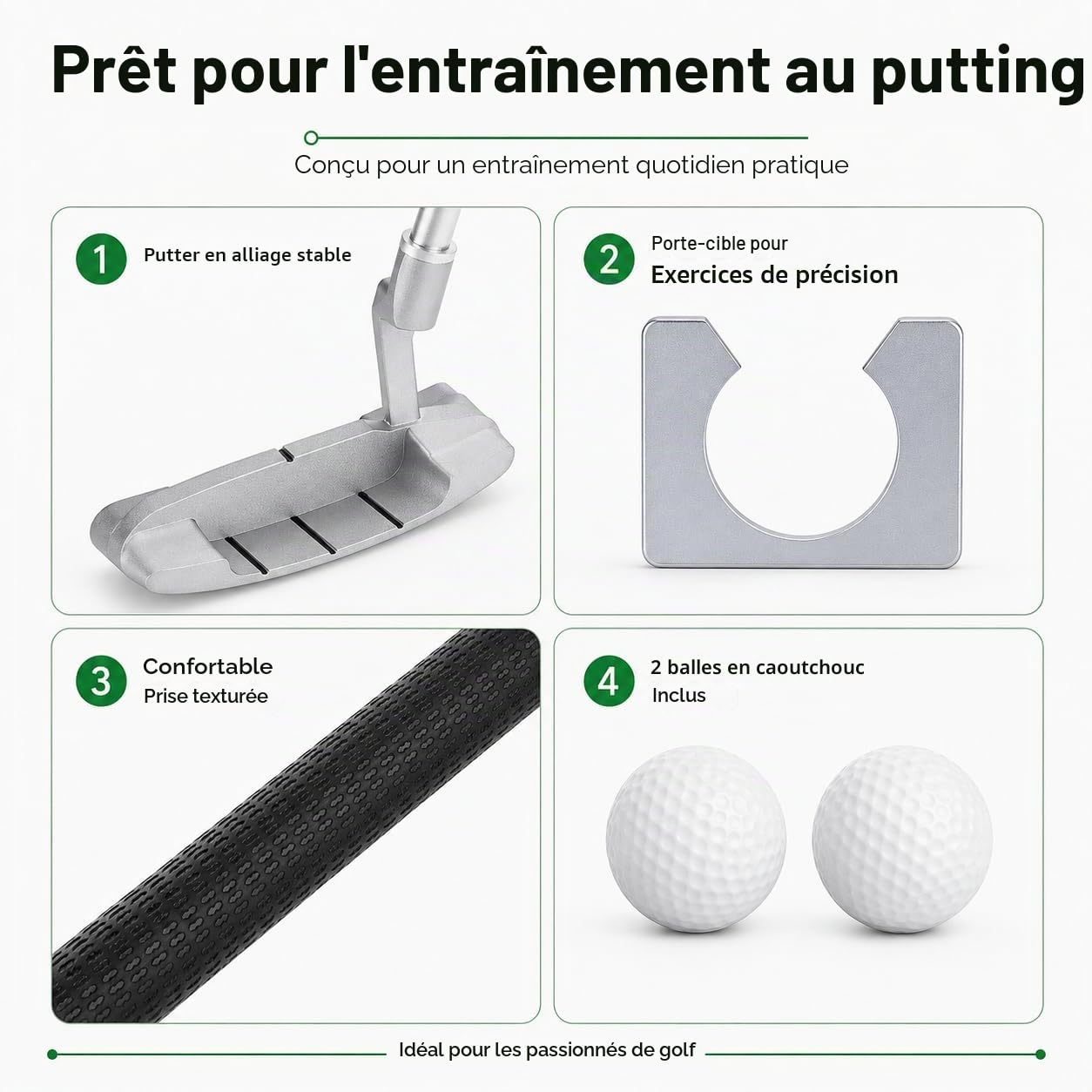 Clubs de Golf, Putter Mini Golf Enfant, avec Club de Pliants, Trou, 2 Balles et Sac, Détachable et de Rangement, pour la Maison et Bureau