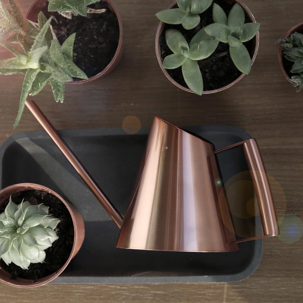 SMZhomeone Stainless Steel Long Spout Watering Can 1L Capacity For Indoor Outdoor Plants Reach The Roots Of Plants And Succulents(400ML Copper)