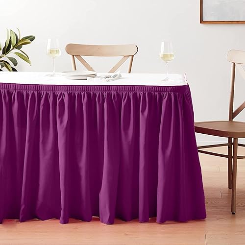 Miniatura 5 de LA Linen Falda de mesa de popelina de poliéster para mesas rectangulares, tela plisada para banquetes de boda, 17 pies por 29 pulgadas de largo con