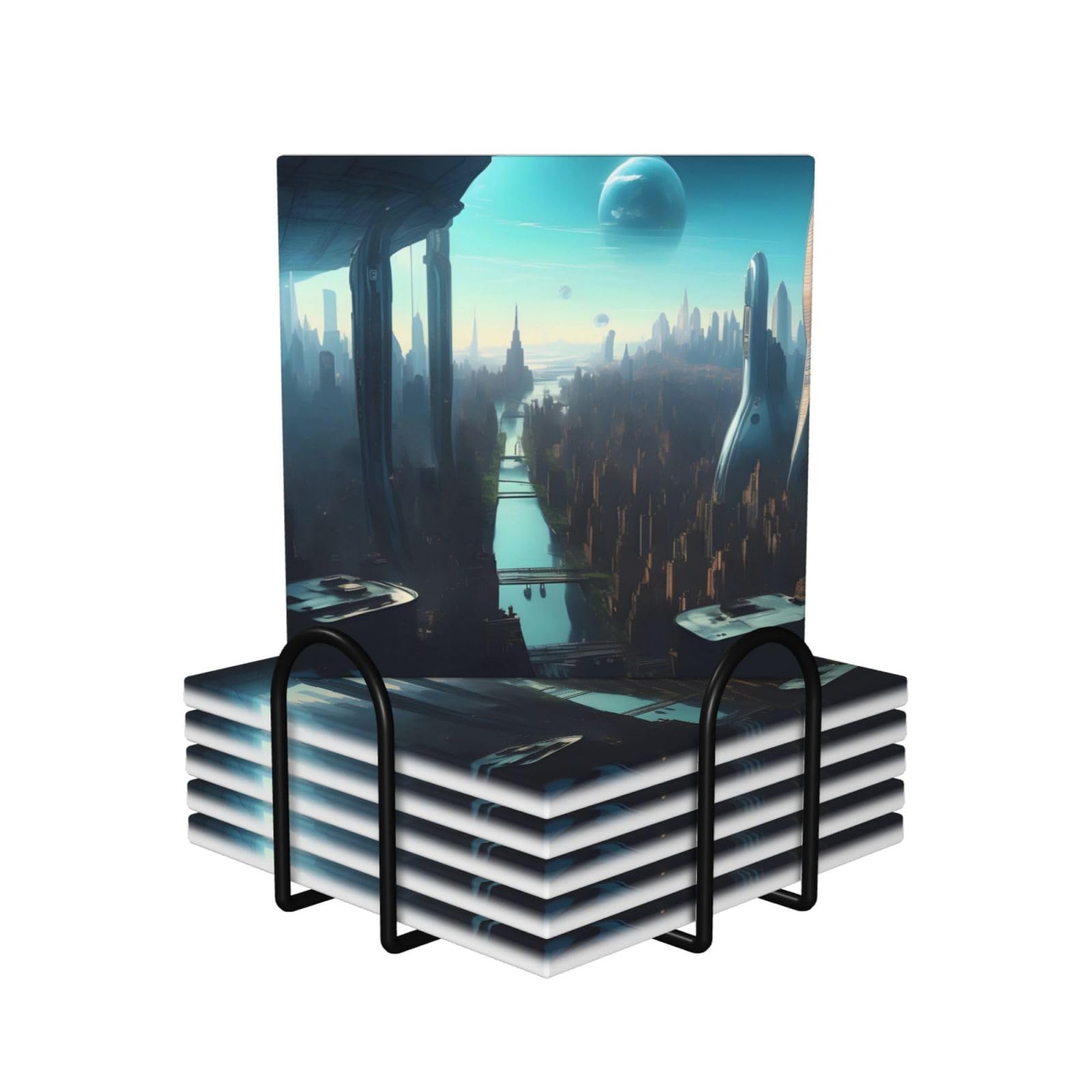 Dessous de verre en céramique et liège premium au design futuriste