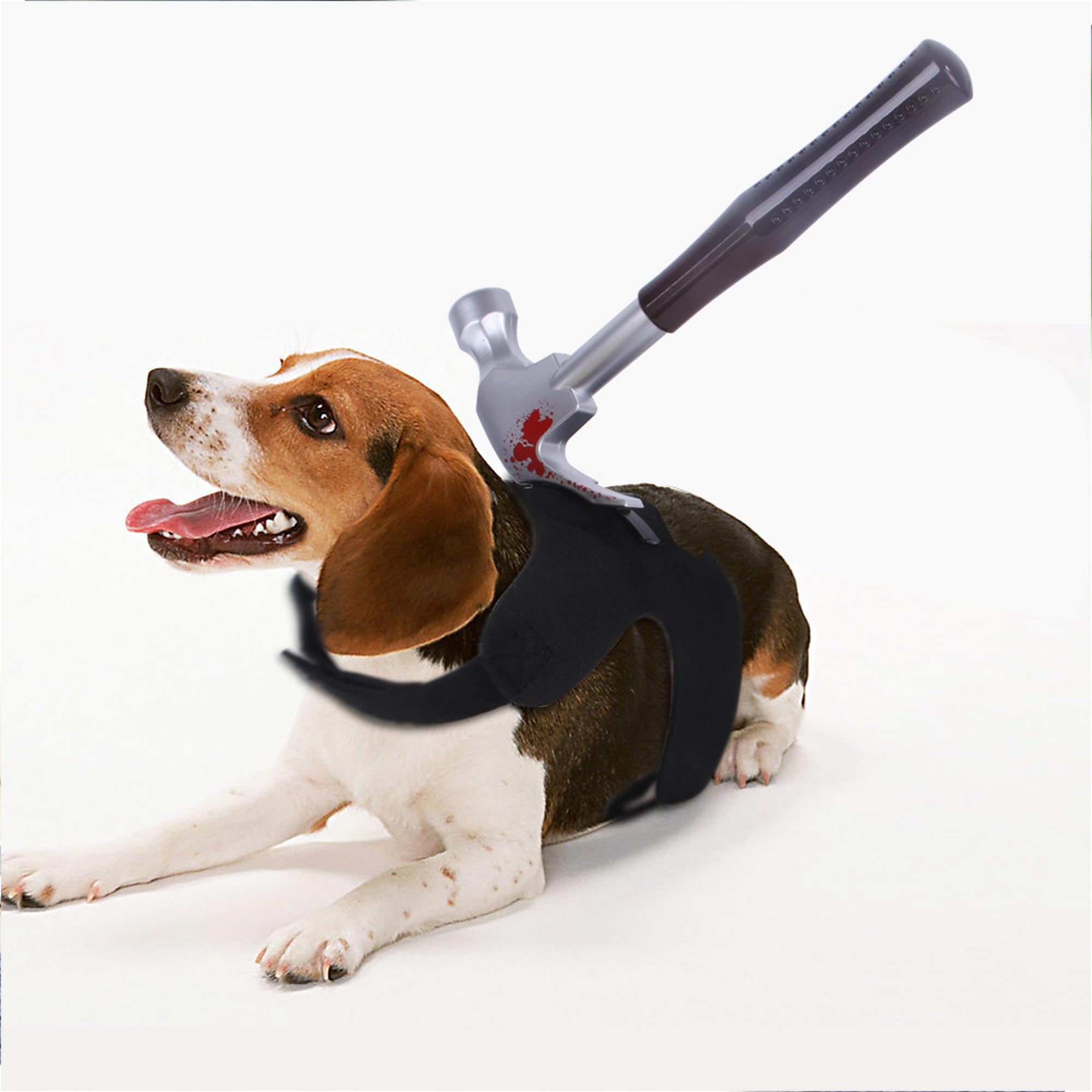 Funny Dog Pet Costume with Realistic Knife Hammer Cute Puppy Dog Cat Novelty Adjustable Cosplay Outfit for Halloween Fancy Party Cool Spooky Pet Pranks Costume Photo Prop(Size, Large)