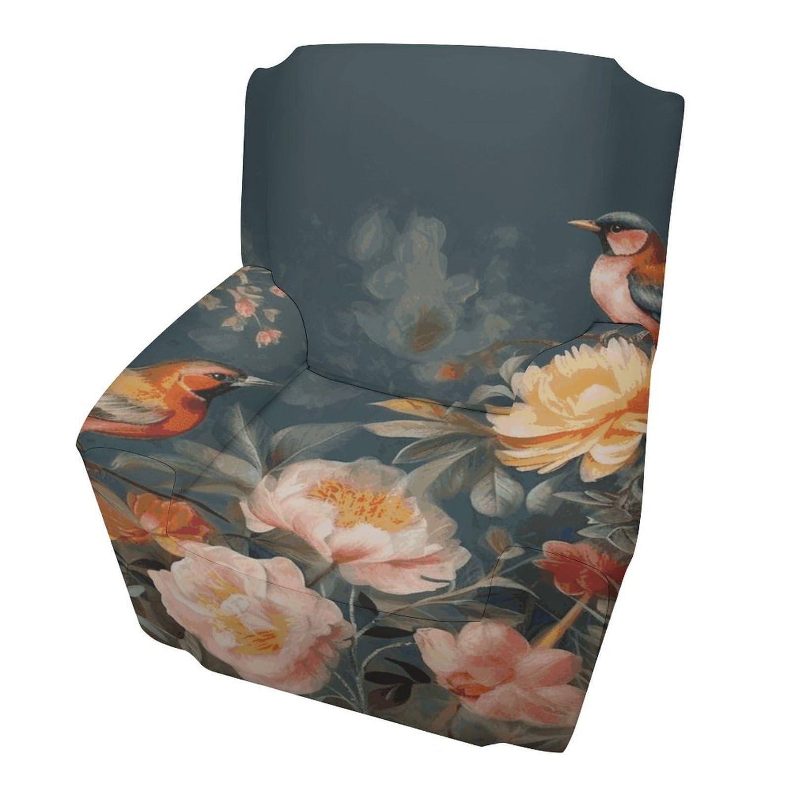 Fodpand Style Flowers Birds Sofa Cover Soft 1 Seater Sofa Slipcover For Pets Washable,Couch Cover With Elastic Straps Furniture Protector