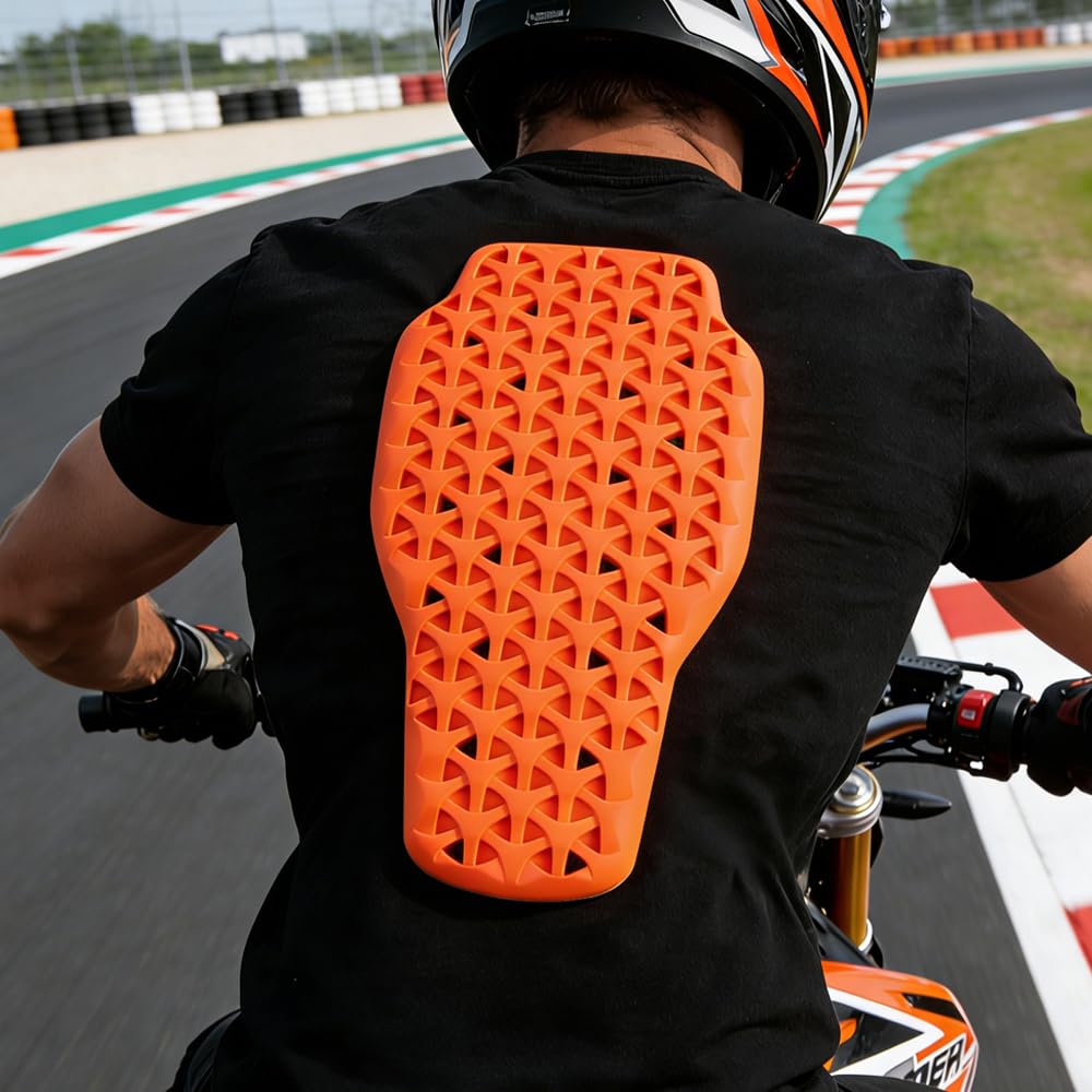Ochraniacz na plecy na motocykl, 42*23cm Zdejmowana kamizelka ochronna na motocykl, Ochraniacz na plecy na motocykl dla obu płci, pomarańczowy, Ochraniacz na plecy na narty