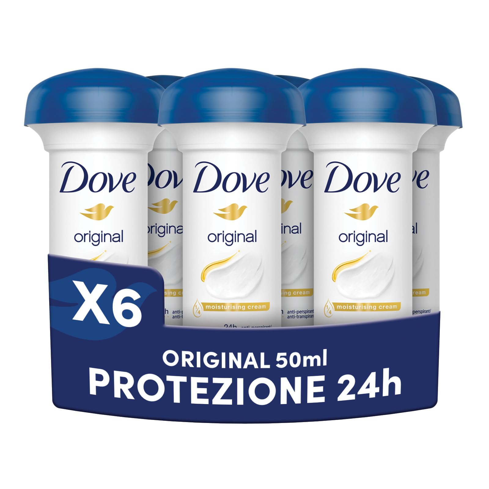 Dove Original Deo Creme – 50 Ml, Klassischer Duft, 6er Pack