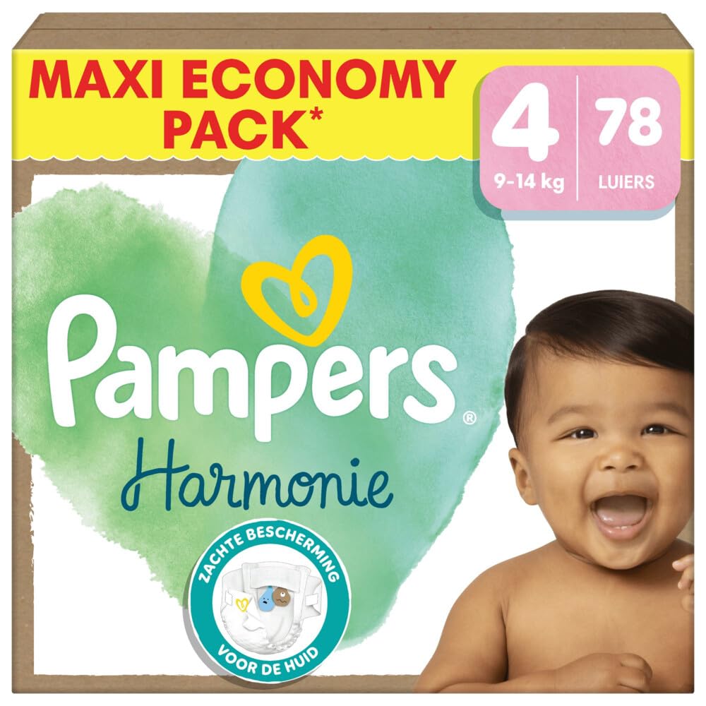Pampers Harmony Nappies Size 4, 78 Nappies, 9kg-14kg, Soft Skin Protection with 100% Absorption Pampers