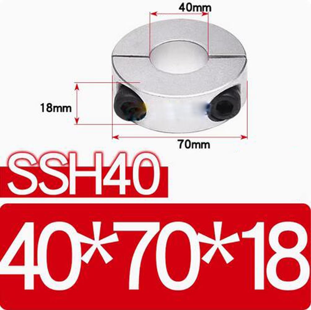 1Pcs SSH40 Double Split Shaft Collar Aluminum Alloy 40mm Shaft Locking Clamping Collar (1, SSH40; size:40x70x18mm)
