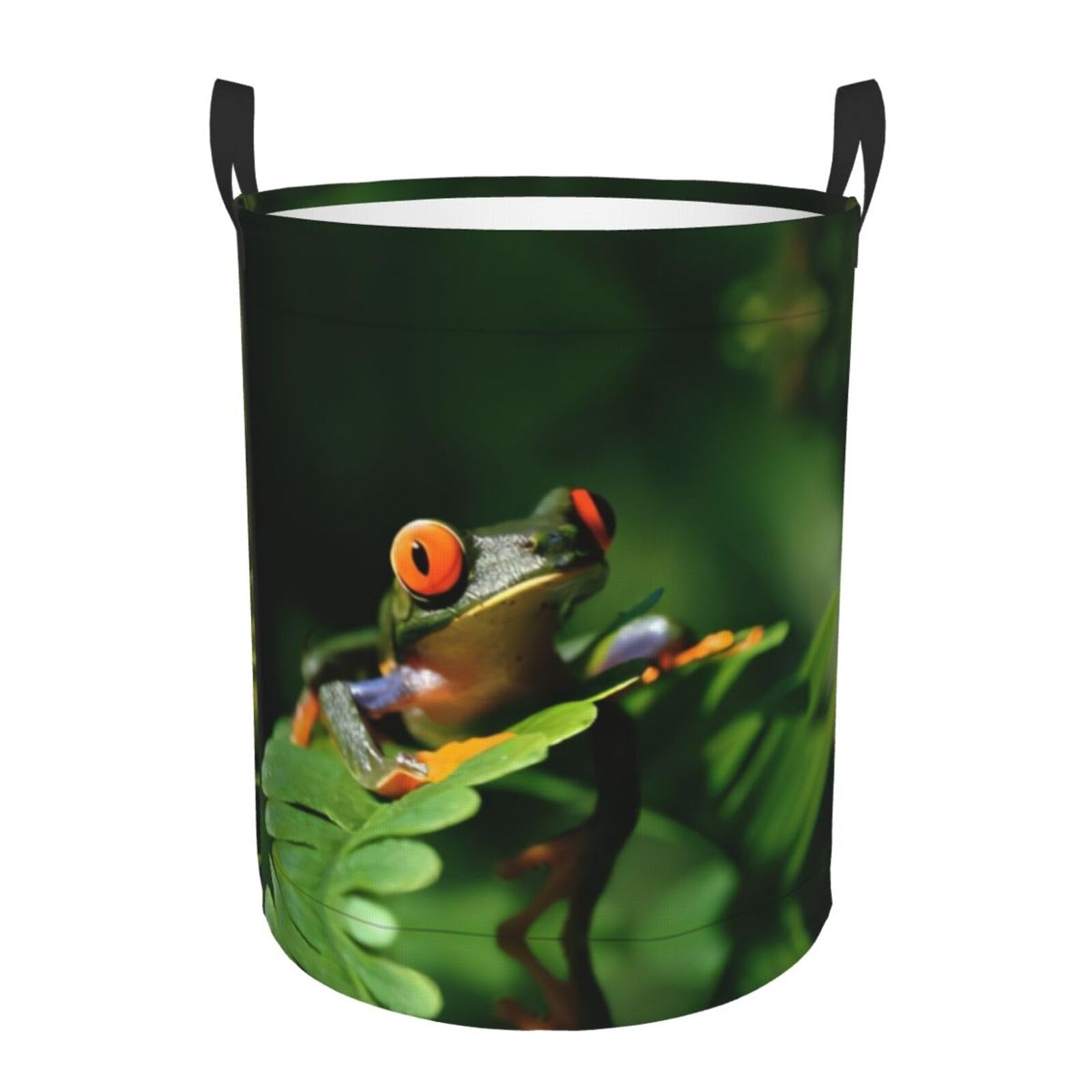 M Circular Hamper Peace Frog Tree Print for Dirty Clothes