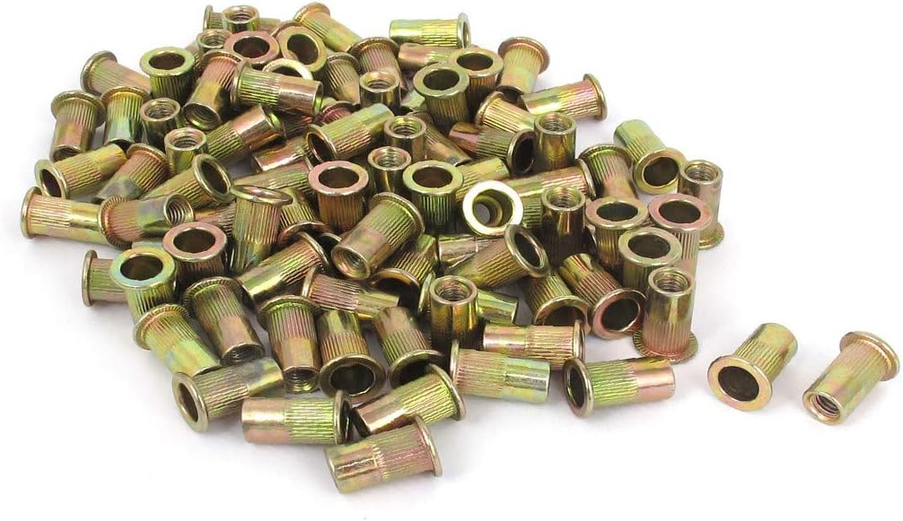 New Lon0167 300 Pcs Featured M6x18mm Flat Head reliable efficacy Round Knurled Body Rivet Nut Insert s(id:352 e7 26 0a2)