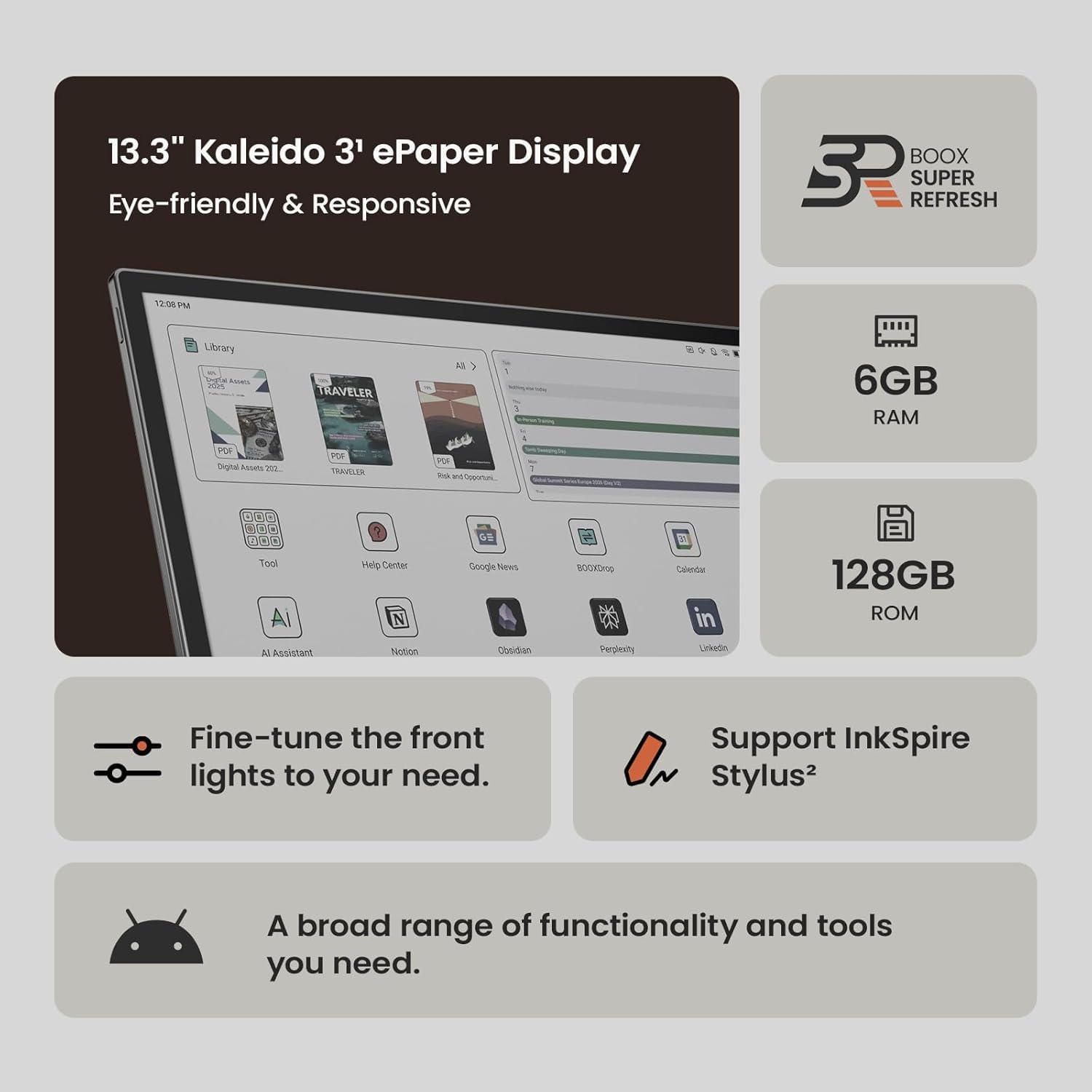 Amazon.co.jp: BOOX Tab X C 13.3色 ePaper 6G 128G E 電子書籍