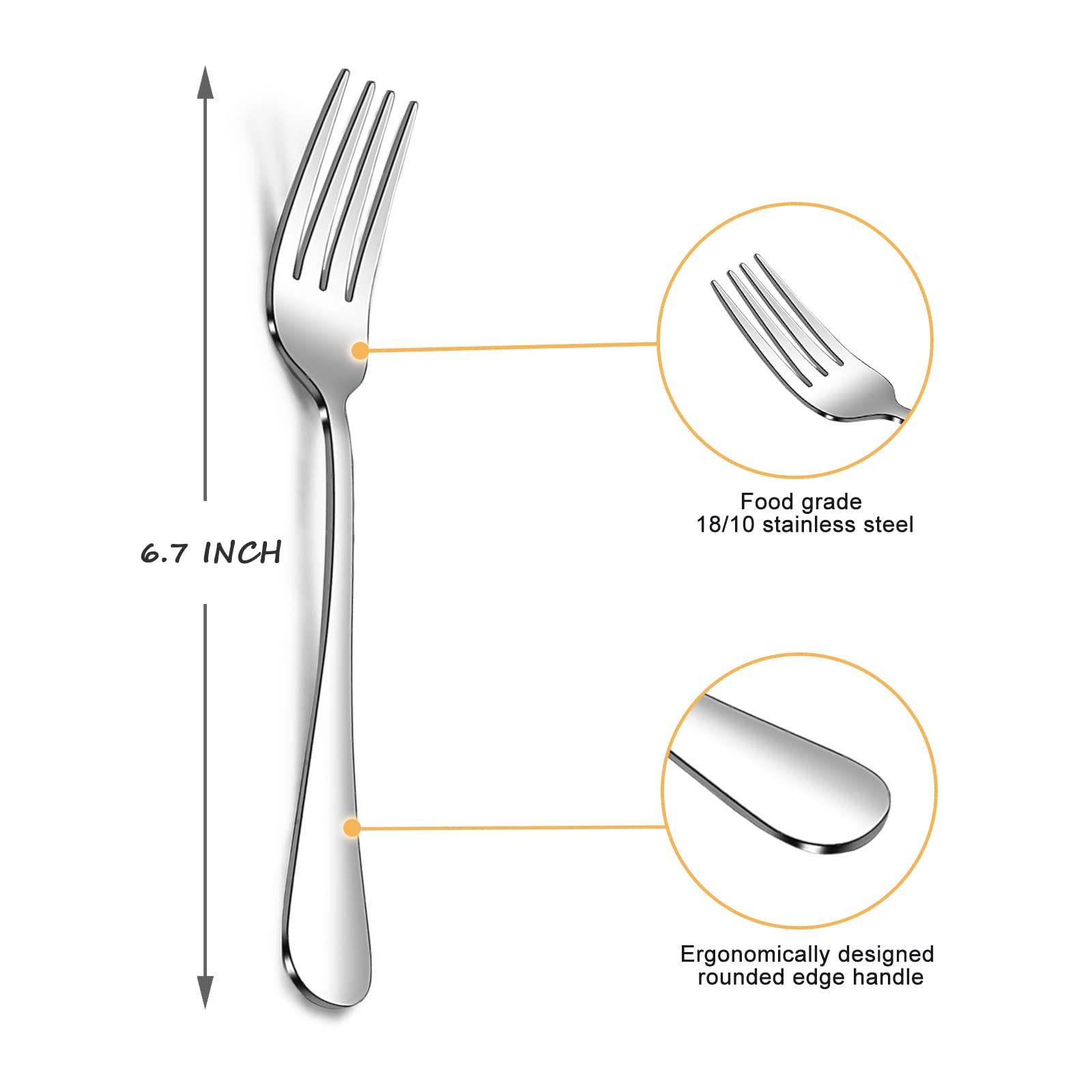 SANTUO Dessert Forks Set - 12-piece Stainless Steel Salad Forks Cream Fork Flatware Set Reusable for Household Use or Camping - Silver 6.7 Inches — Amazon image 2