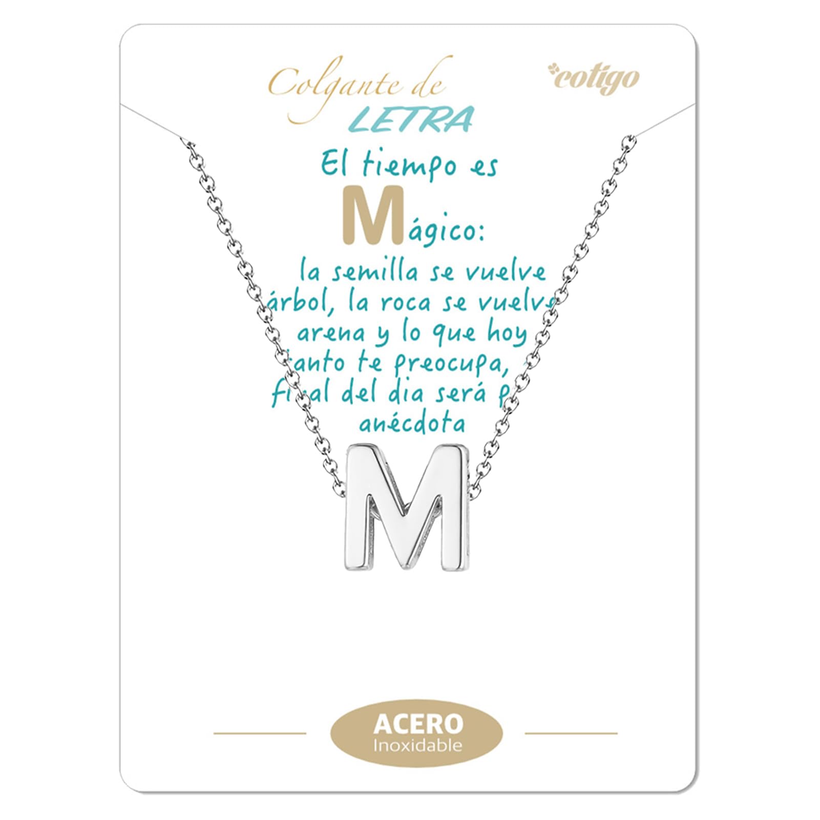 cotigo Collar Inicial Acero Inoxidable, Collar Mujer con Colgante letra A-Z Pequeñas - Bisutería Regalo Madre Cumpleaños, Novia o Amigas, Color Plateado y Dorado