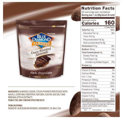 Blue Diamond Almonds Oven Roasted Dark Chocolate Flavored Snack Nuts thumb #3
