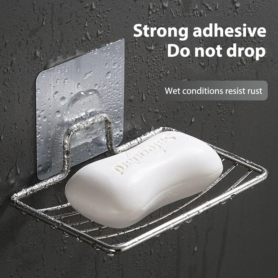 Image of BHARANI MART- Self-Adhesive Bathroom Corner Shelf || Soap Holder || Shower Shelf || Kitchen Rack & Holder || Sink Holder (GI Metal, Powder Coated Finish) (1 Pcs, Soap Stand)
