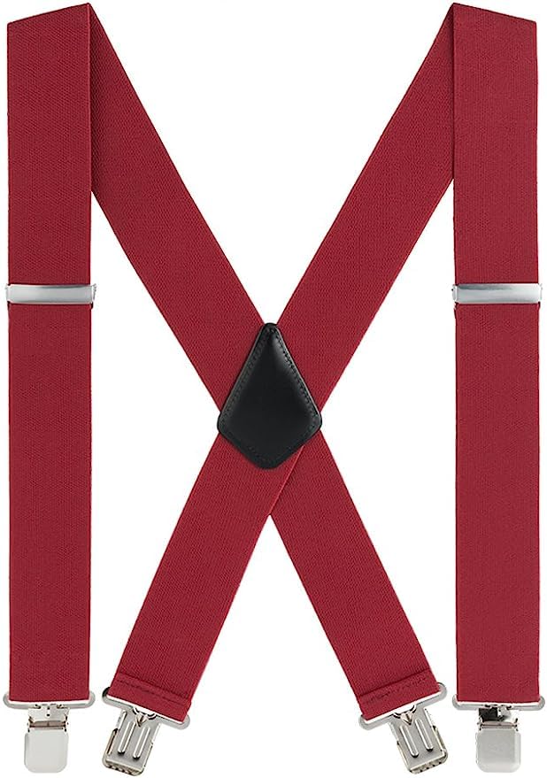 RABEE Mens Suspenders X-Back 2" Wide Adjustable Solid Straight Heavy Duty Clip Suspenders X Back Style Suspenders With Strong Metal Clipsfor Men Women