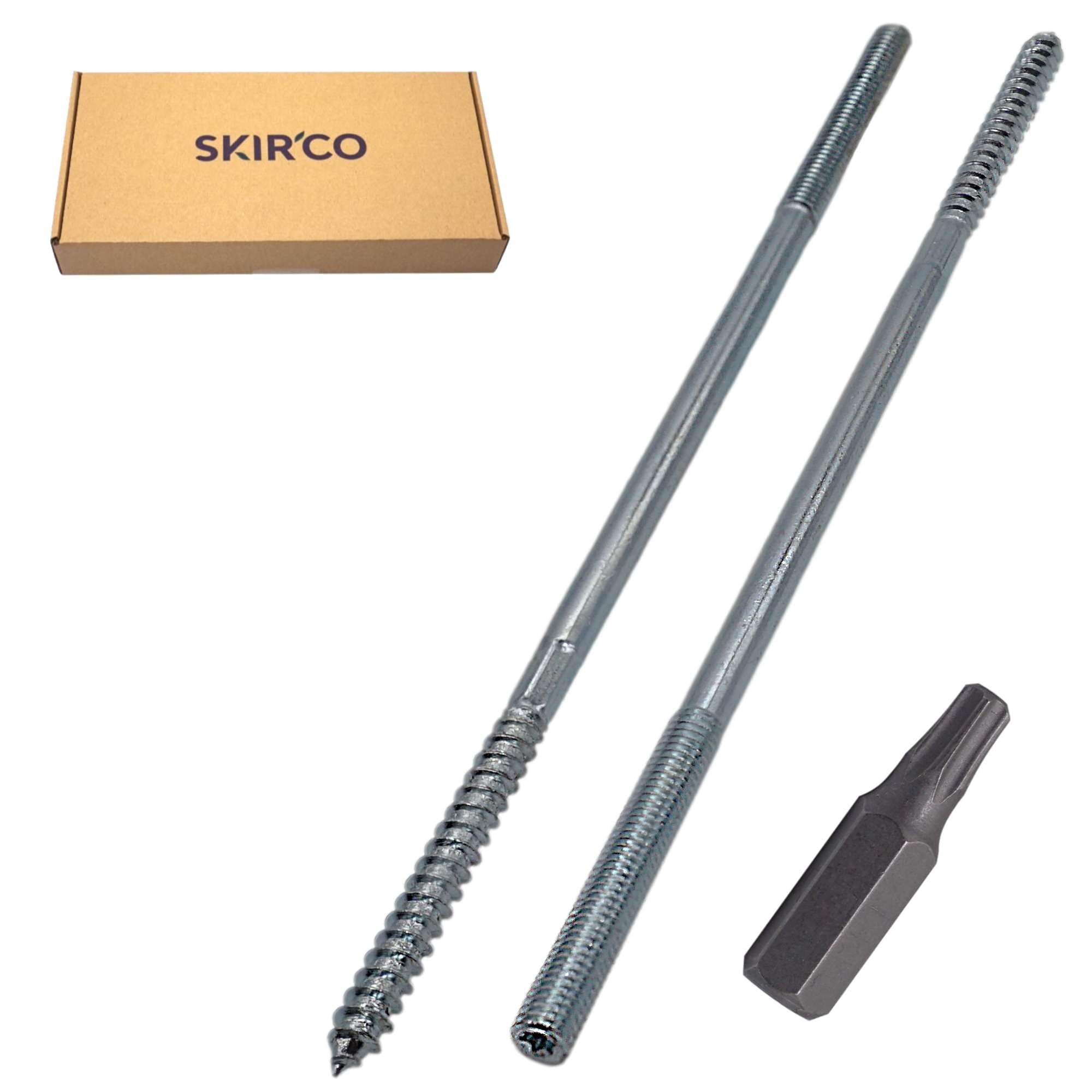 SKIR'CO (10 pcs) Hanger Bolts M8 x 220 mm, Double Ended Thread Dowel Screws, Double Headed Bolts - Image 2