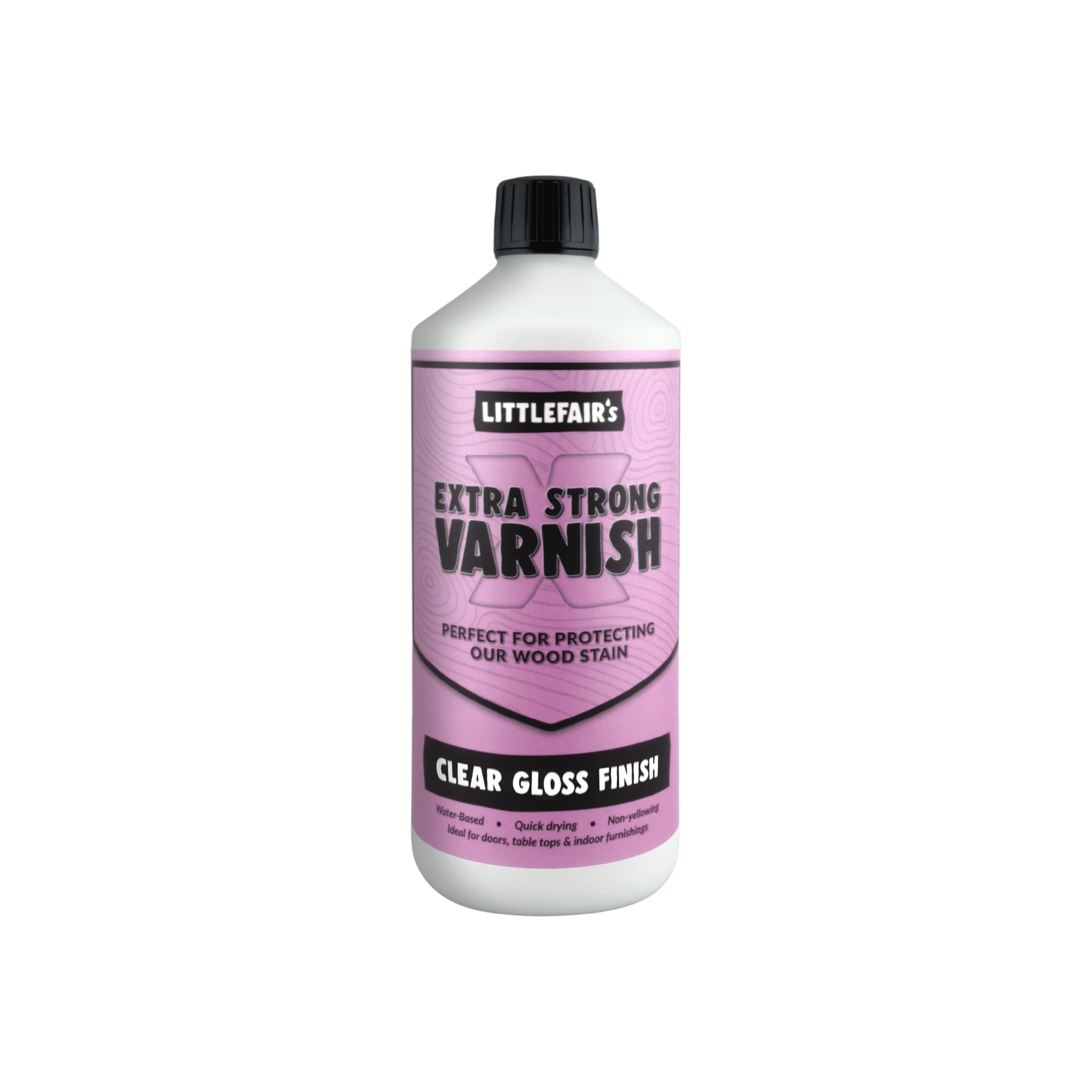 Littlefair's Extra Strong Wood Varnish - 500ml - Water-Based, Fast Drying, Non-Yellowing, Low-Odour, Clear Finish (Gloss)