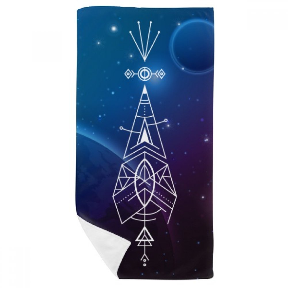 Serviette de bain doux débarbouillette géométrie alien 35x70cm