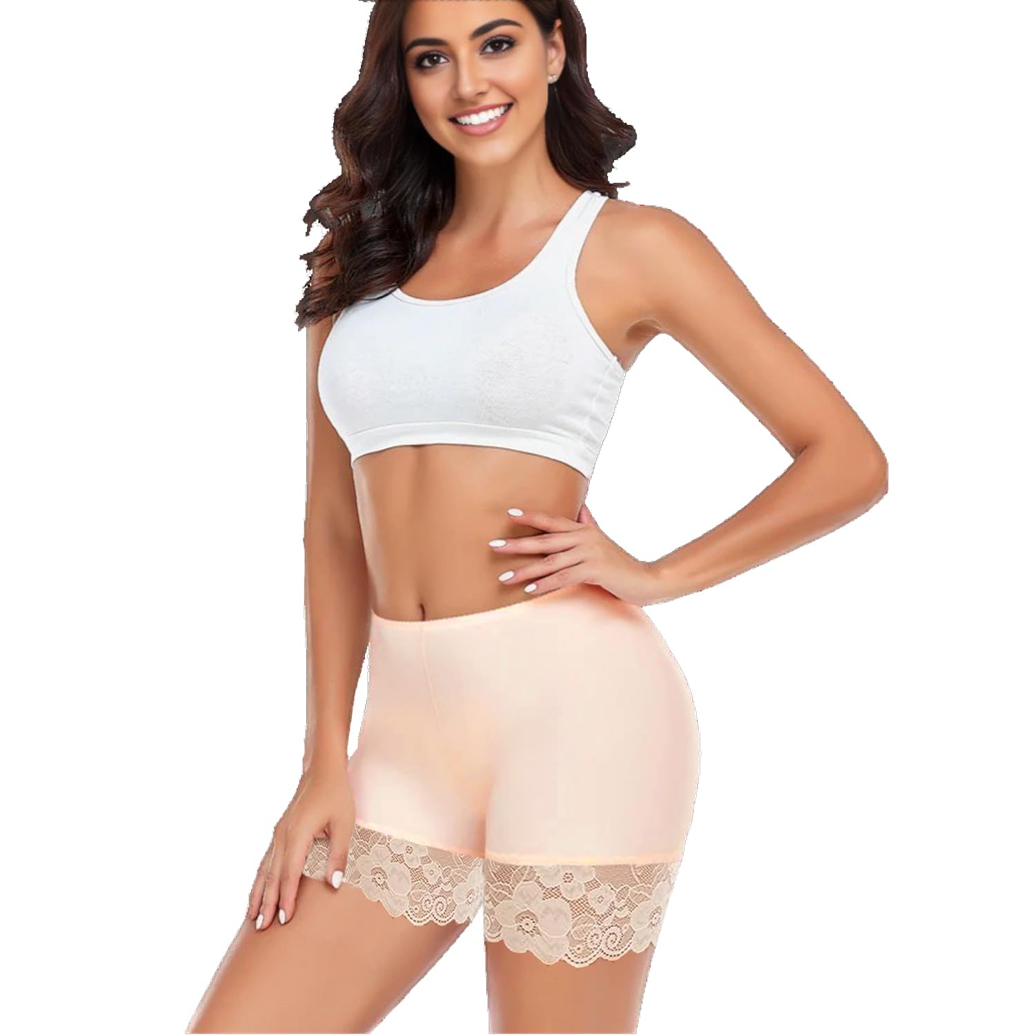 Women's High Waisted Slip Shorts for Under Dresses, Mid Thigh Lace Boyshorts for Cycling, Yoga, Swim, Underskirts (Pack Combo)