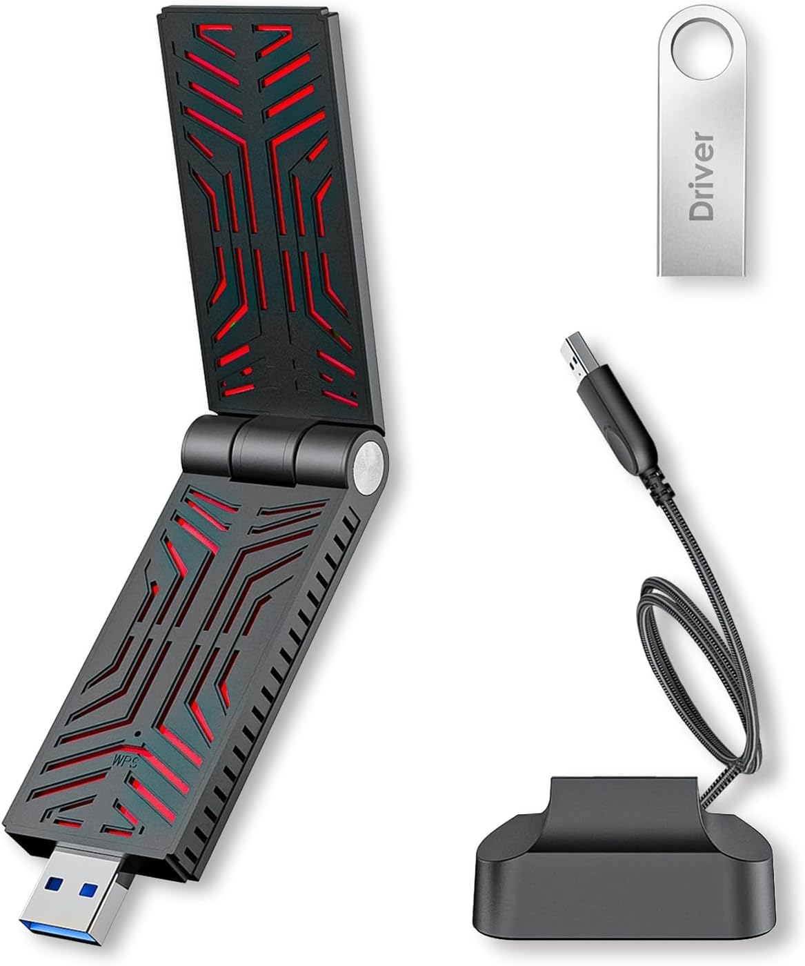 Wavlink AX1800 USB WiFi Adapter, USB 3.0 Dual Band High Gain Antenna 2.4GHz/ 5GHz WiFi Adapter for Desktop PC, WiFi 6 (802.11ax) Adapter for Windows 11/10/7, Mini Travel Size