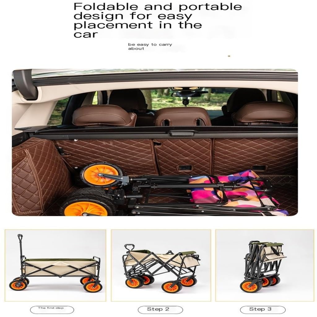 Chariot de plage pliable léger – Chariot utilitaire d'extérieur polyvalent pour le camping, les outils et l'équinte – Brouette portable pour la plage et le camping