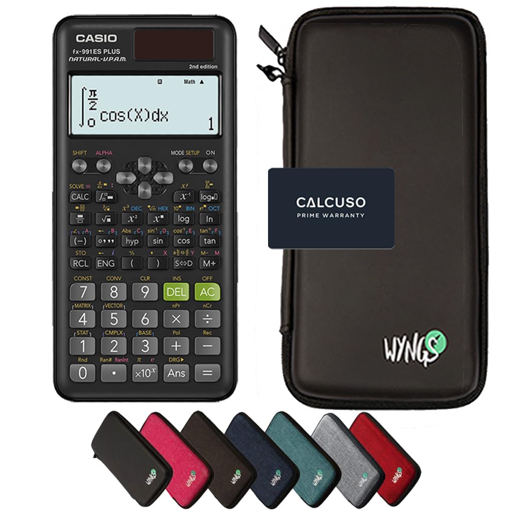 Casio FX-991ES Plus 2nd Edition Scientific Calculator + WYNGS Protective Case Black