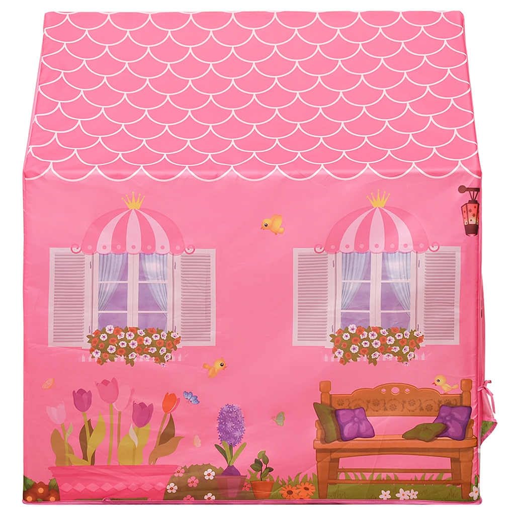 Kinder Spielzelt mit 250 Bällen Rosa 69 x 94 x 104 cm Polyester PVC PE Schloss Burg Design für drinnen draußen Garten Park Camping Fantasieabenteuer