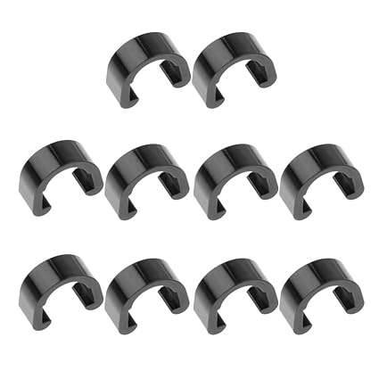 EXCLUZO 10Pcs Aluminium C Clip Cable Housing Hose Guide for Bike MTB Road Black