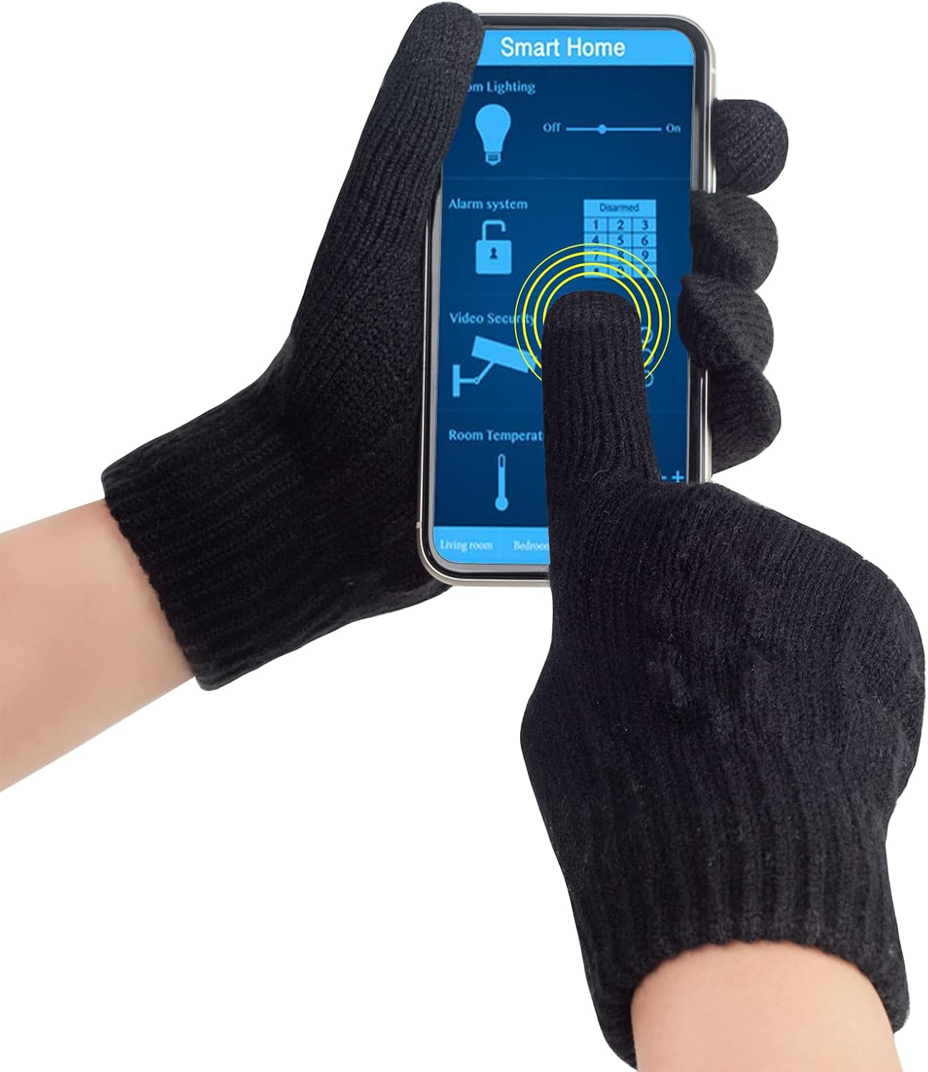 Women's Winter Warm Touch Screen Gloves Womens Thermal Cable Knit Wool Fleece Lined Gloves for Cold Weather - Image 2