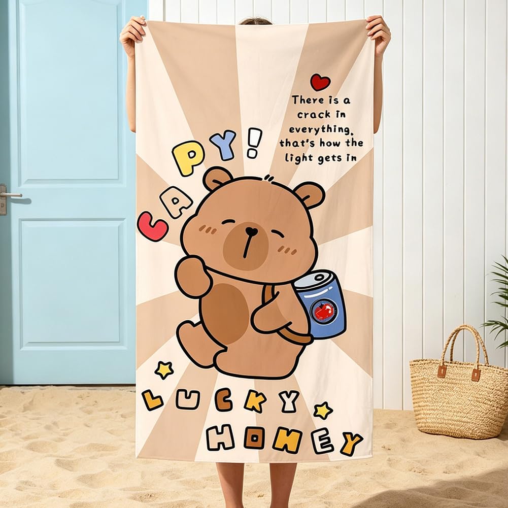LKNBIF Beach Towel, Beach Towels For Adult, Quick Dry Microfibre Capybara Printed Beach Towels, Super Absorbent Beach Towel for Swim for Adults Beach Essentials Accessories Vacation Gift — image 1