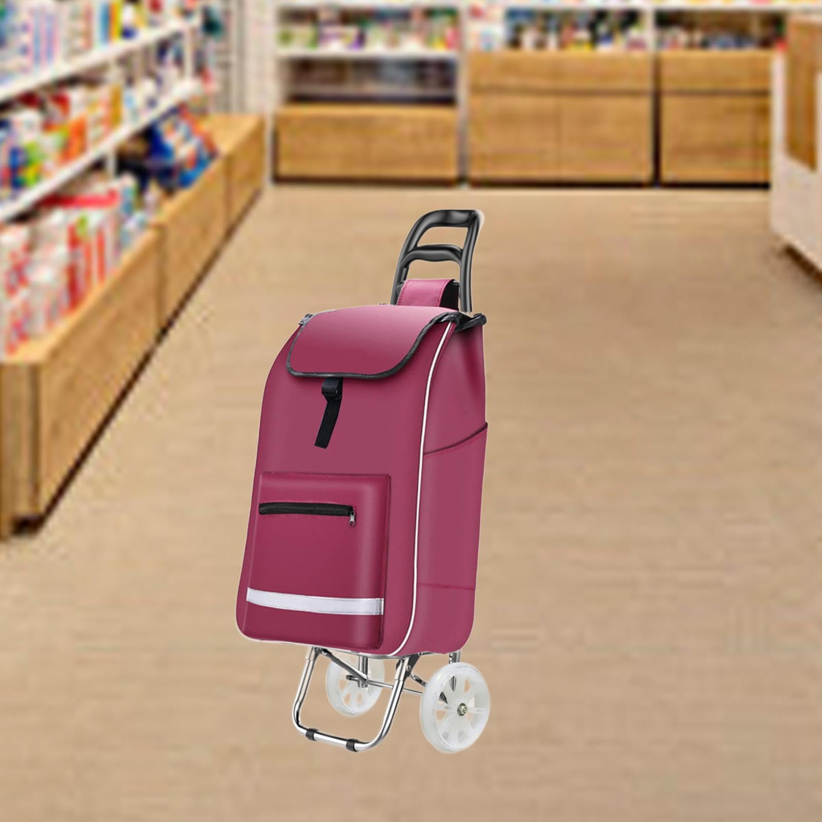 KiBcsLic Shopping Cart Replacement Bag Grocery Cart Bag Portable Shopping Bag Reusable Handtruck Bag Trolley Bag for Outside Office, Red